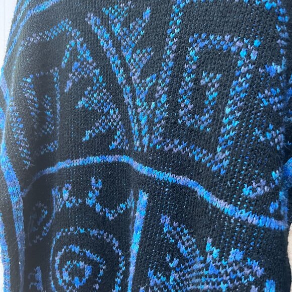 Fabe Vintage Aztec Pattern Long Sleeve Sweater Eye Swirl VTG Grandpa Mariana - Picture 6 of 9